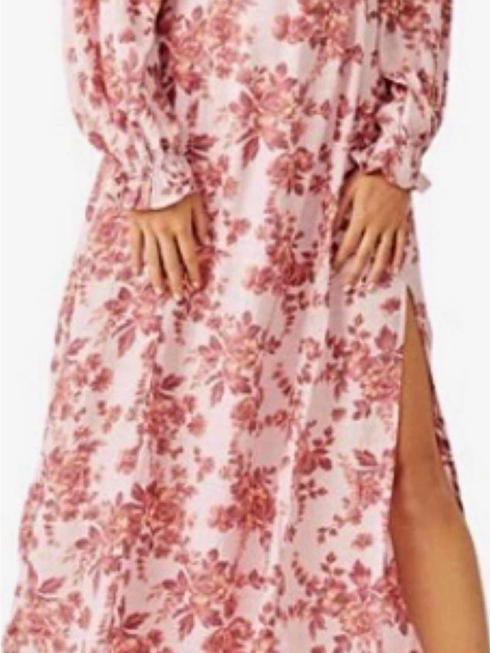 Free People Dusty Rose Floral Maxi Dress with Side Slit Sz M